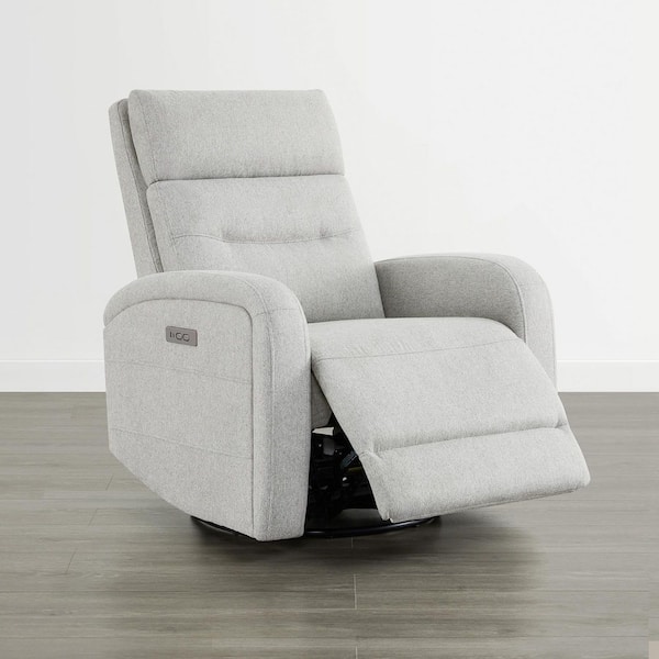 Eulalia Gray Fabric Power Swivel Rocker Recliner with USB Port for Living Room