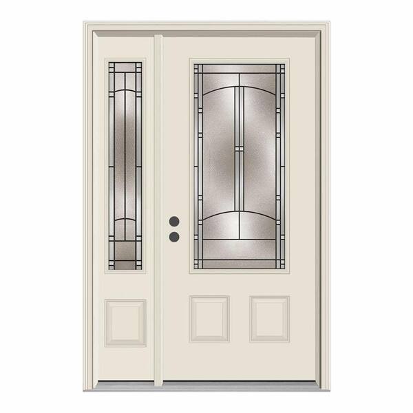 JELD-WEN 52 in. x 80 in. 3/4 Lite Idlewild Primed Steel Prehung Right-Hand Inswing Front Door with Left-Hand Sidelite