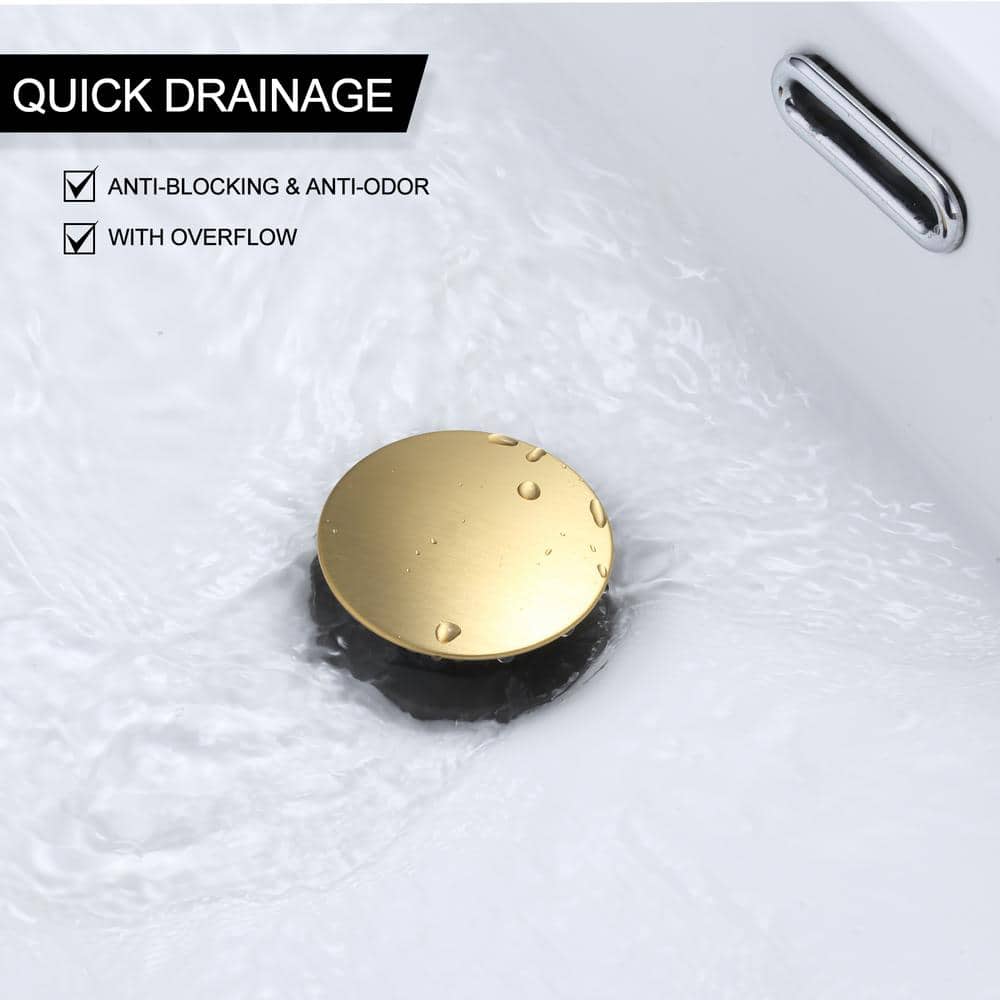 Brushed Gold Pop-Up Bathroom Sink Drain Assembly