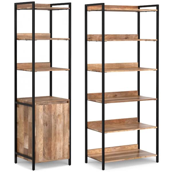Simpli Home Kelsey 50 in. Tall Solid Mango Wood Bookcase 2-piece Set in Natural Color