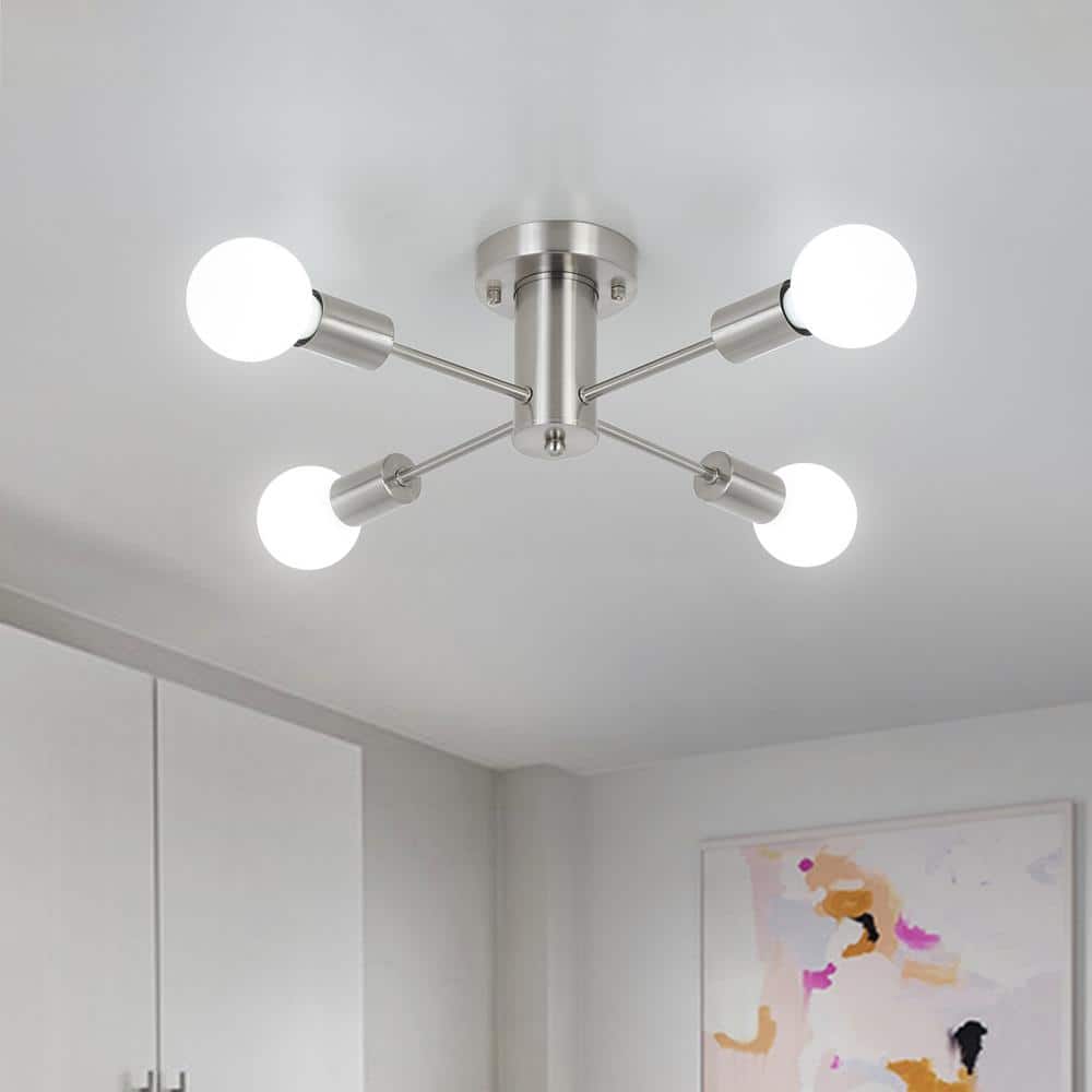 17.5'' Nickel 4-Light Linear Sputnik Ceiling Fixture
