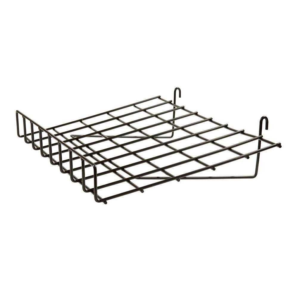 24 in. W x 15 in. D Slant Black Wire Shelf with Front Lip (Pack of 4)