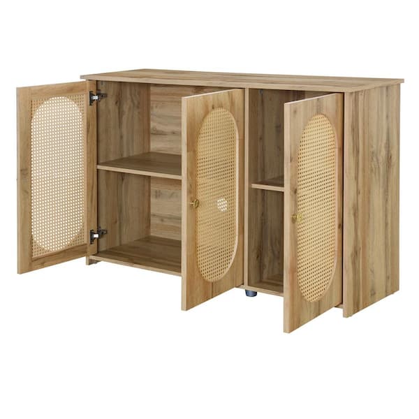 COWLOWN 48.8 in. W x 15.7 in. D x 32.3 in. H Bathroom Beige Linen Cabinet