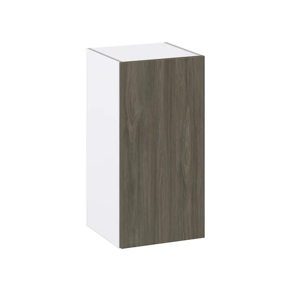 J COLLECTION Medora textured Slab Walnut Assembled Wall Kitchen Cabinet with Full Height Door (15 in. W x 30 in. H x 14 in. D)