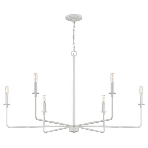 Florence 44 Wide Gesso White 6-Light Chandelier - #900Y0