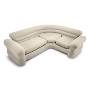 Inflatable Corner Living Room Air Mattress Sectional Sofa, Beige