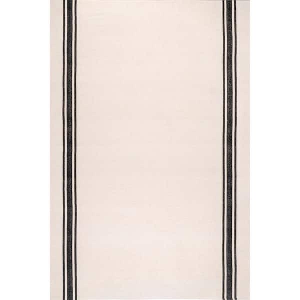 nuLOOM Clarissa Ivory 8 ft. x 10 ft. Striped Cotton Area Rug