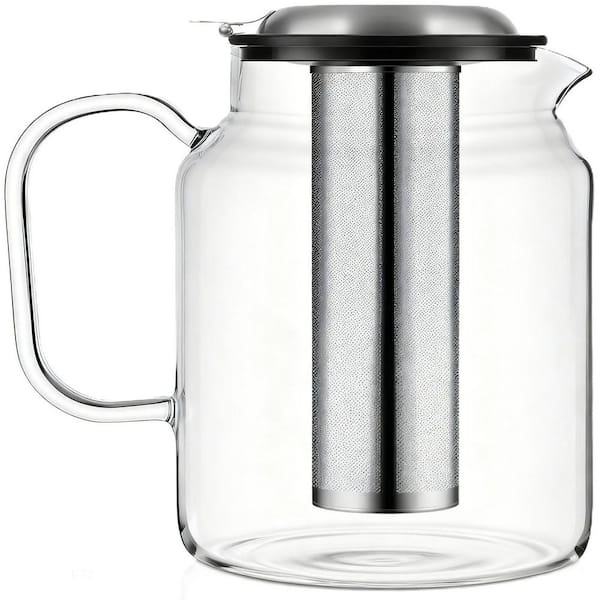 10-Cup Glass Teapot with Stainless Steel Removable Infuser, Ideal for Brewing Loose Leaf and Blooming Tea