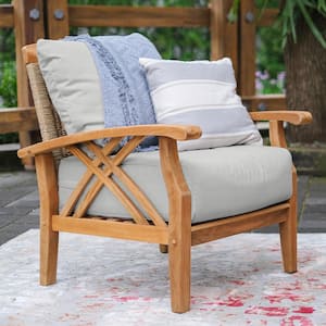 Carmel Teak Wood Outdoor Lounge Chair with Oyster Cushion