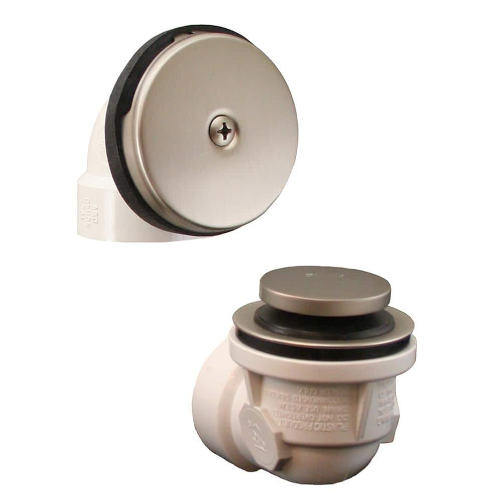 Toe Touch White Plastic Tubular 1-Hole Bath Waste and Overflow Tub Drain Half Kit in Brushed Nickel price history on PriceWatchPro