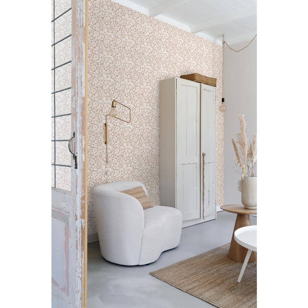 Cordelia Pink and White Non-Woven Floral Wallpaper Bolt