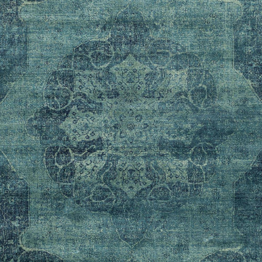 Hand-Knotted Blue Viscose Square Area Rug