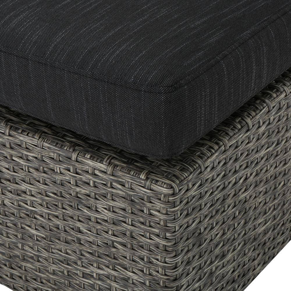 Esther Outdoor Black Wicker 3-Seater Sofa with Cushions