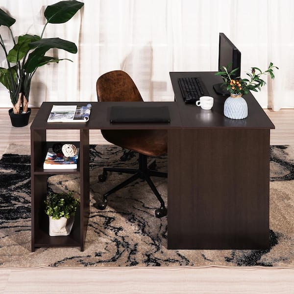 l shaped dark brown desk