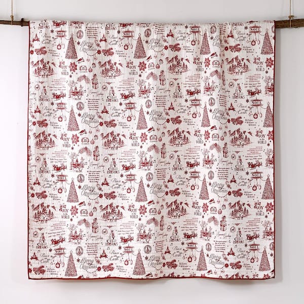 Levtex Home Yuletide 3-Piece Red, Cream Christmas Toile/Plaid 