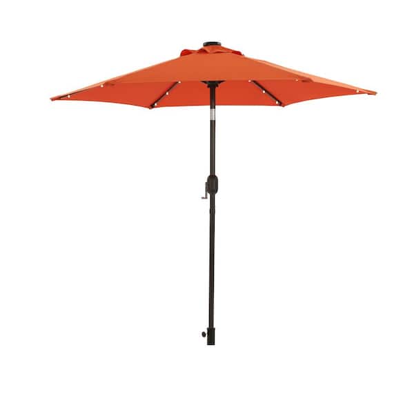 Inner Decor Seymo 7.5 ft. Steel Market LED Light Tilt Patio Umbrella in Orange without Base