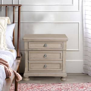 18 in. 2-Drawer Gray Wooden Nightstand