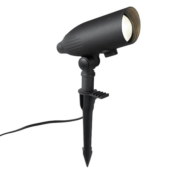 Hampton Bay 370/680 Lumen Black Hardwired Low Voltage LED Adjustable Light Color Outdoor Spotlight or Flood Light with Clear Lens