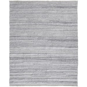 10 X 14 Gray and Ivory Striped Area Rug