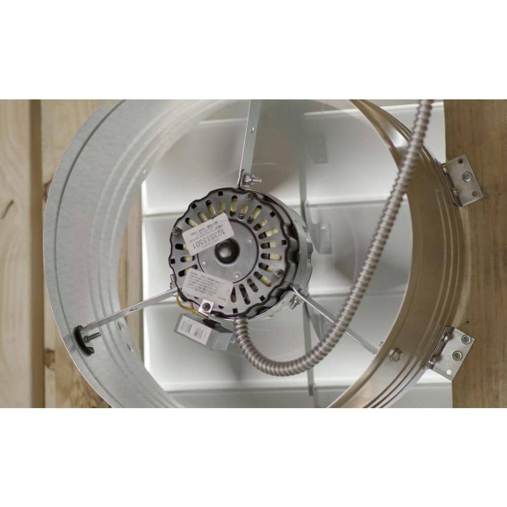 Silver Electric Powered Gable Mount Attic Fan with Thermostat