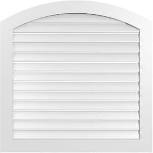 40 in. x 42 in. Arch Top Surface Mount PVC Gable Vent: Decorative with Standard Frame