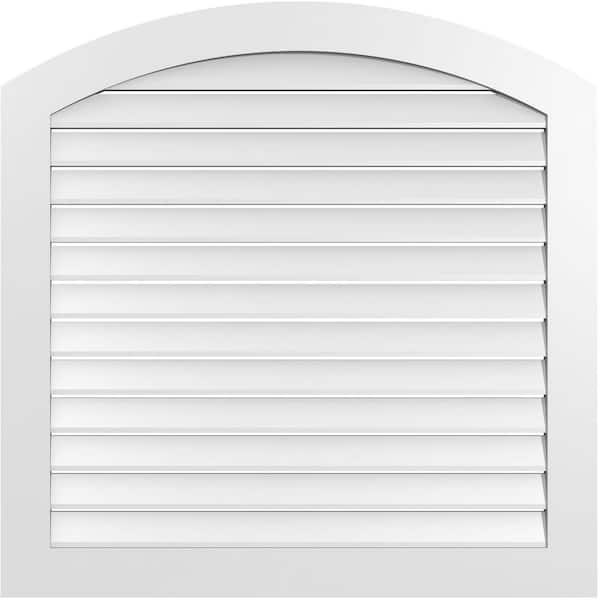 Ekena Millwork 40 in. x 42 in. Arch Top Surface Mount PVC Gable Vent: Decorative with Standard Frame