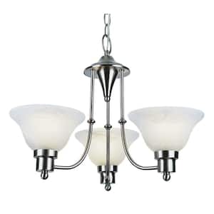 Perkins 3-Light Brushed Nickel Chandelier Light Fixture with Marbleized Glass Shades