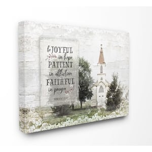 16 in. x 20 in. "Be Joyful In Hope Distressed Church with Trees Photograph Canvas Wall Art" by Jennifer Pugh