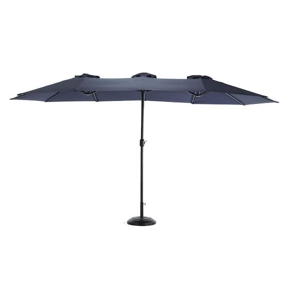 Boosicavelly 14.8 ft. Steel Push-Up Market Patio Umbrella Rectangular Large with Crank in Navy Blue