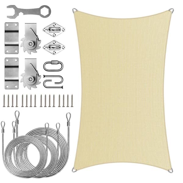 COLOURTREE Pro Ring 16 ft. x 18 ft. Rectangle Sun Shade Sail with Hardware TAWAL-Beige