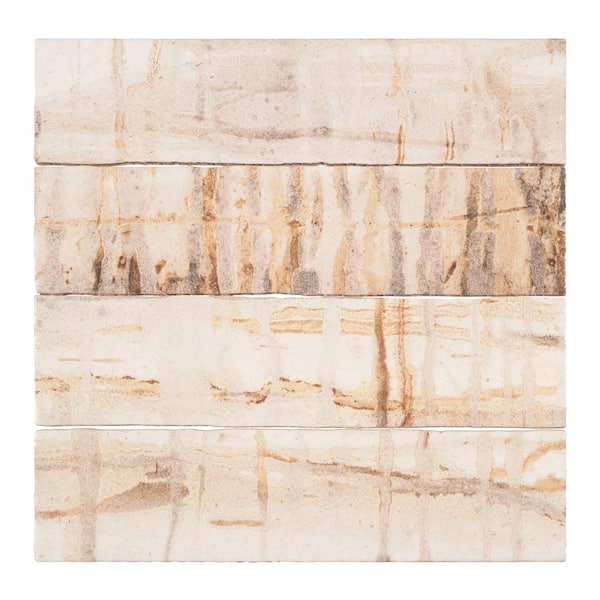 Homage Washington White/Brown/Gray 3 in. x 12 in. Textured Look Porcelain Subway Wall Tile (4.85 sq. ft./Case)