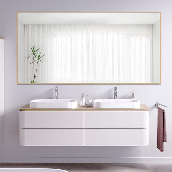 Unbranded 31 in. W x 71 in. H Mondern Oversize Rectangular Framed Wall Bathroom Vanity Mirror Decor Mirror in Gold
