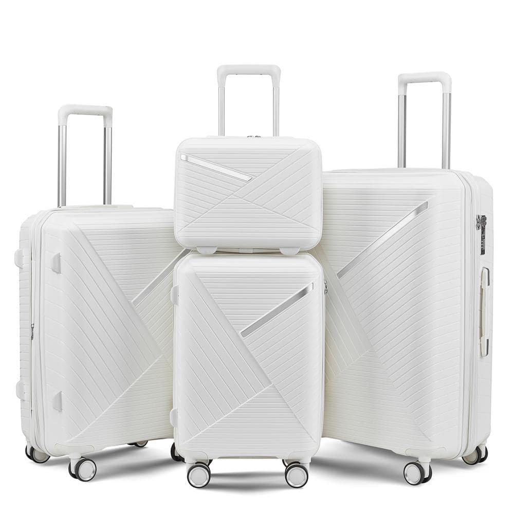 OLUMAT 4 Piece White 1 Security and Convenience Luggage Set FO LS 008 The Home Depot