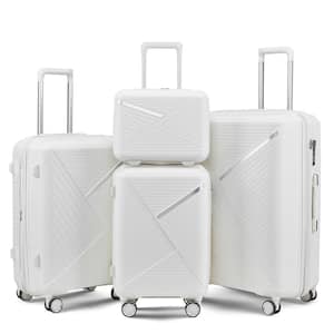 4-Piece White-1 Security and Convenience Luggage Set