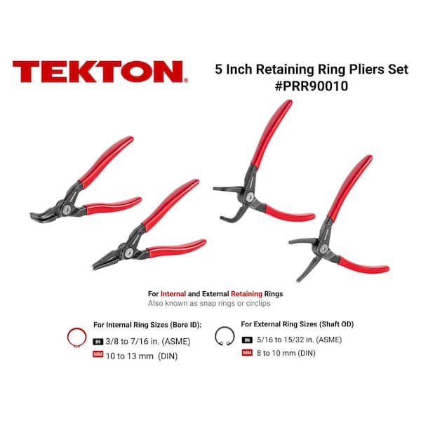 5 in. Internal and External Retaining Ring Pliers Set, 4-Piece (0.037 in. Tips)