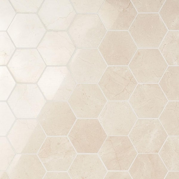 Ivy Hill Tile Marfil Crema 4 in. x 0.39 in. Marble Mosaic Tile Sample