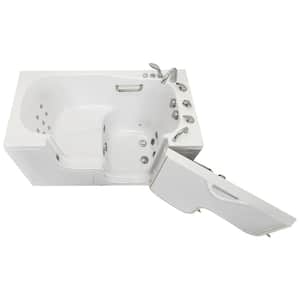Wheelchair Transfer 60 in. Acrylic Walk-In Whirlpool Bathtub in White with Fast Fill Faucet Set, Right 2 in. Dual Drain