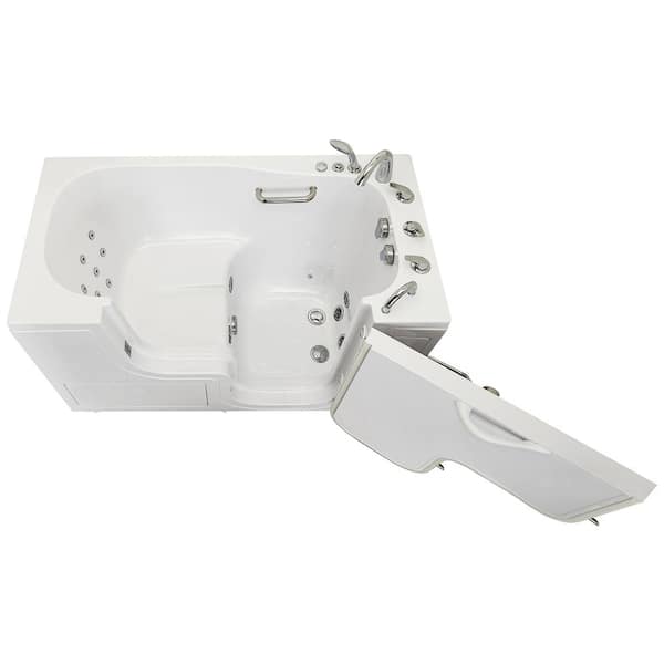 Ella Wheelchair Transfer 60 in. Acrylic Walk-In Whirlpool Bathtub in White with Fast Fill Faucet Set, Right 2 in. Dual Drain