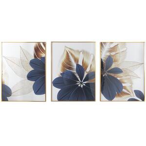 Set of 3 Floral Contemporary Framed Wall Art Print 32 in  x 23 in.