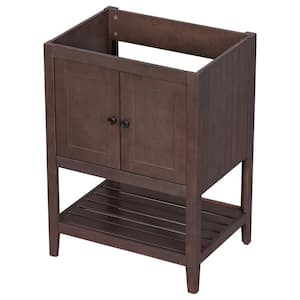 23.70 in. W x 17.80 in. D x 33.00 in. H Bath Vanity Cabinet without Top in Brown, with Doors and Open Shelf
