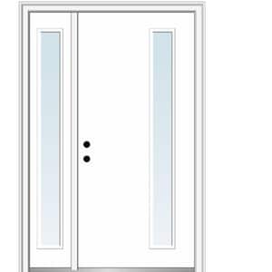 Viola 50 in. x 80 in. Right-Hand Inswing 1-Lite Clear Low-E Primed Fiberglass Prehung Front Door on 4-9/16 in. Frame