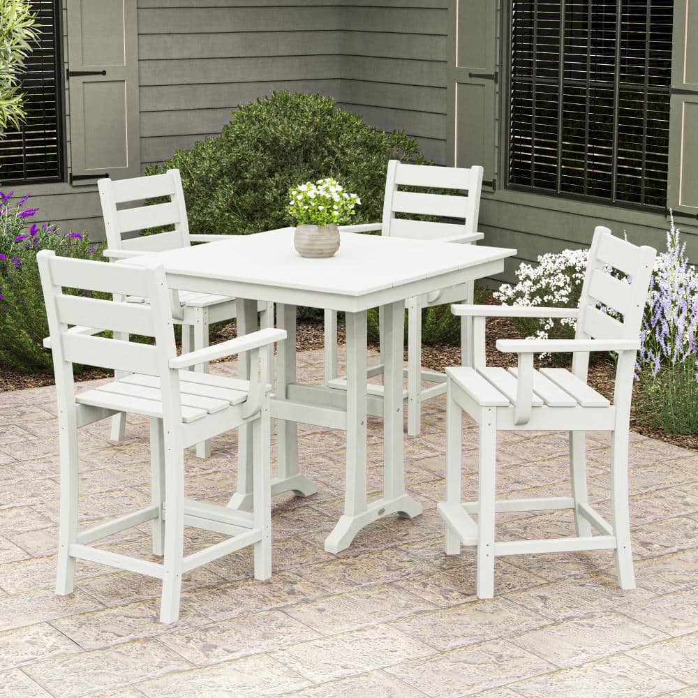 POLYWOOD Grant Park White 5-Piece HDPE Plastic Arm Chair Farmhouse