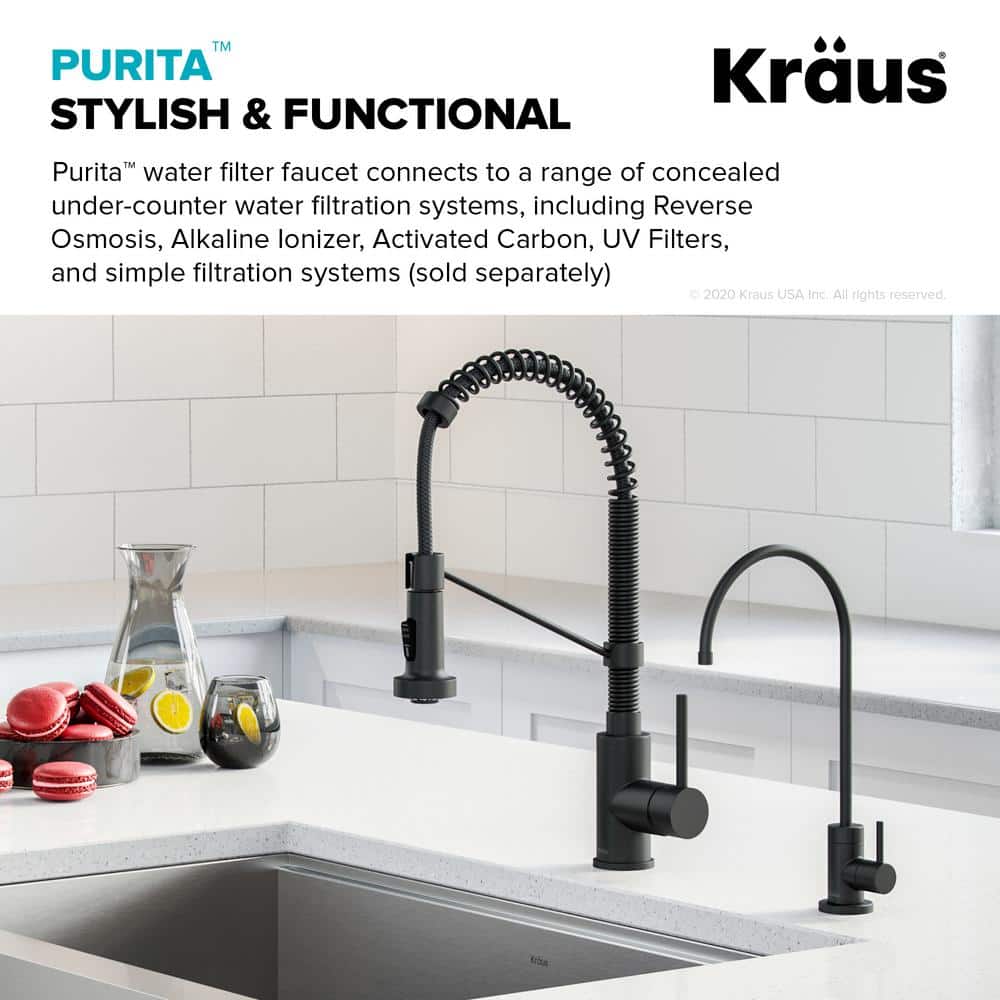 Matte Black Stainless Steel Kitchen Water Filter Faucet