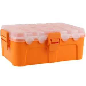 12.5in. L x 8.5in. W x 5in. H IP54 Waterproof Electrical Box w/Transparent Lid Clear Cover 6 Cable Entry Ports, Orange