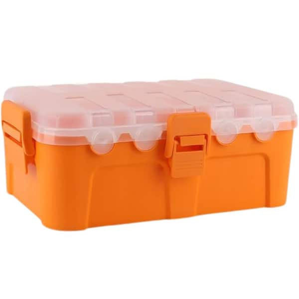 12.5in. L x 8.5in. W x 5in. H IP54 Waterproof Electrical Box w/Transparent Lid Clear Cover 6 Cable Entry Ports, Orange