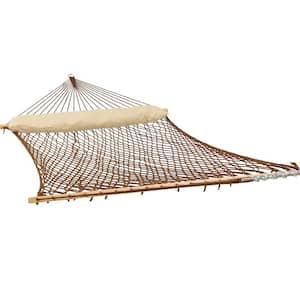 12 ft. Polyester Rope Hammock Bed with Spreader Bars in Brown