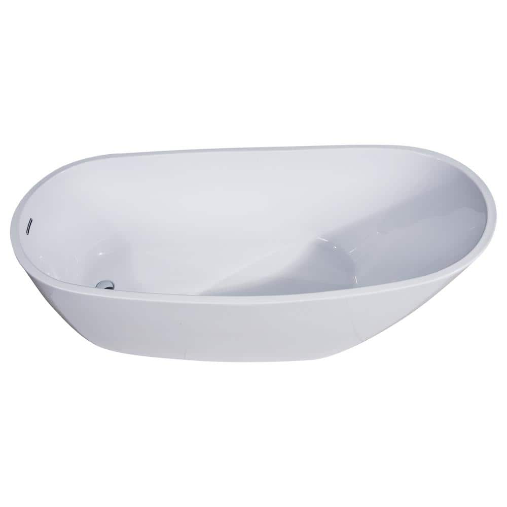 68'' White Freestanding Acrylic Soaking Bathtub