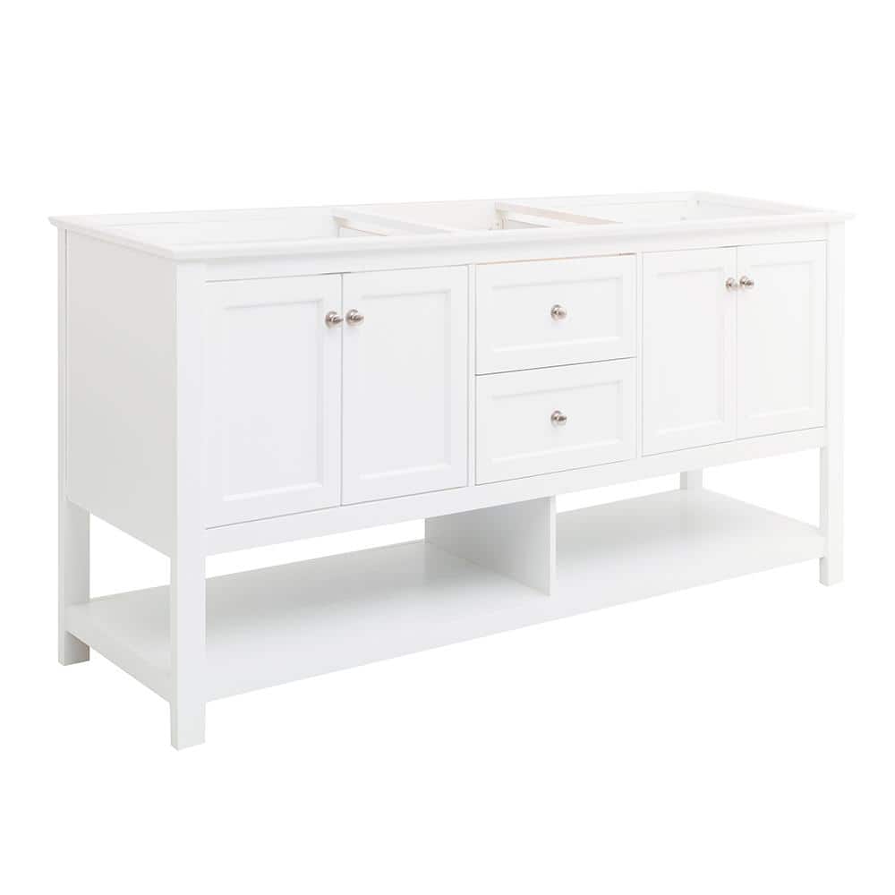 Manchester 72" White Solid Wood Double Sink Freestanding Vanity Base
