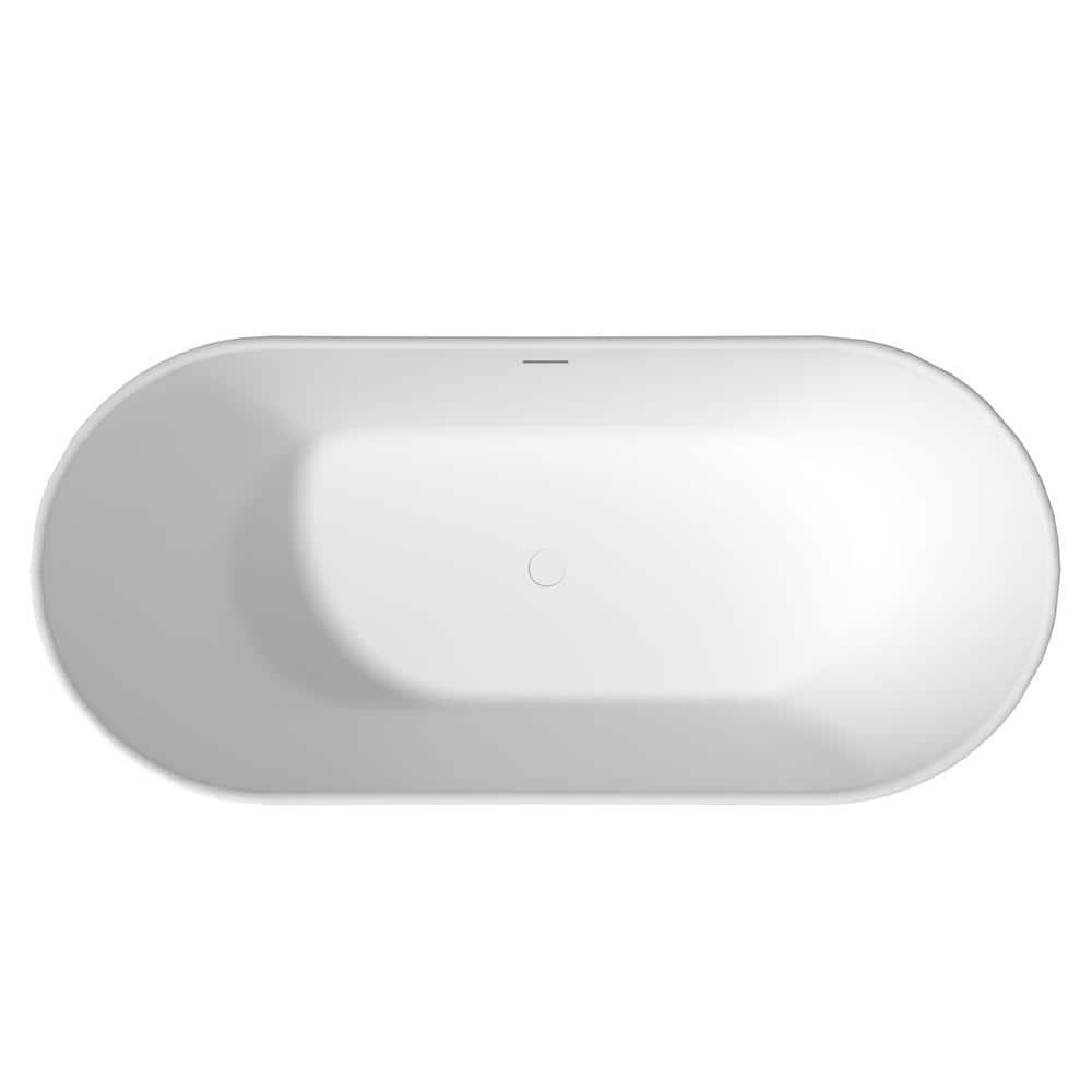 71.46'' Matte White Solid Surface Freestanding Soaking Bathtub