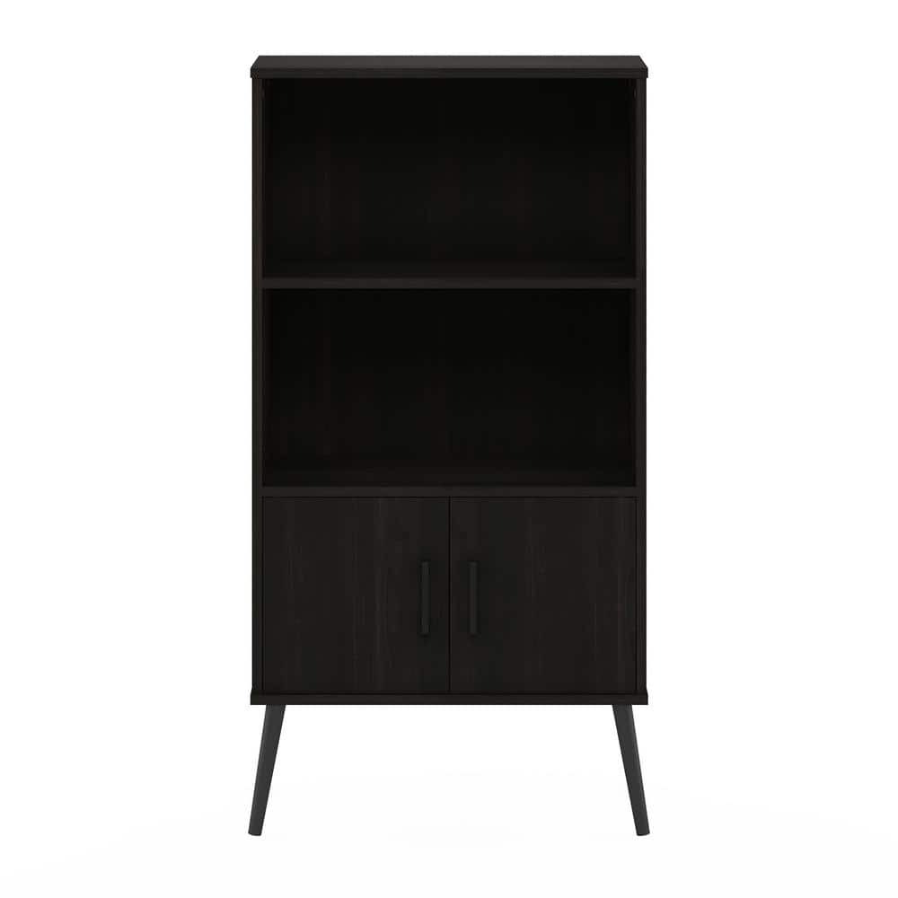 Furinno Claude Mid-Century Espresso Bookcase Cabinet with Pine Legs
